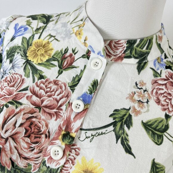 $498 NWOT SEE BY CHLOÉ Floral Print Cotton Multicolor Dress Size 36 - Picture 6 of 11